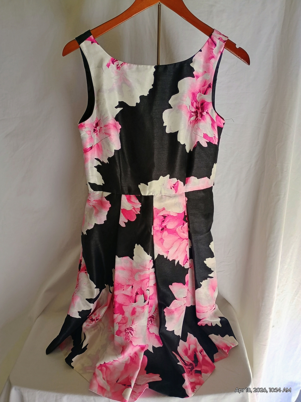 Black Mini Dress with Pink Floral Print